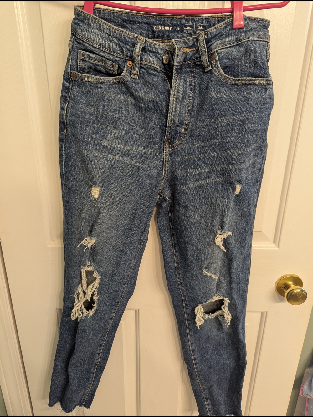 Old Navy O.G Straight Blue Distressed Jeans